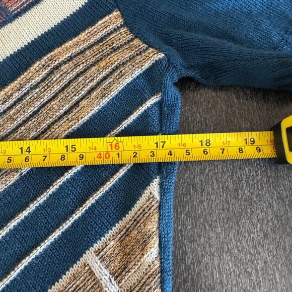 Vintage Dimension by Milford Mens Teal Brown Knit Sweater SS Polo Top USA Size M - Picture 8 of 8